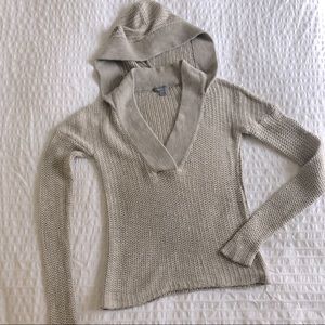 James Perse V Neck Knit Sweater Hoodie